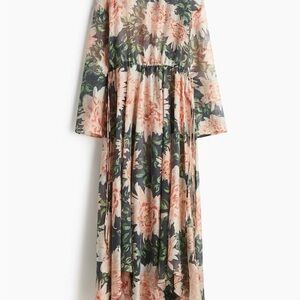 H&M Ladies Drawstring Dress, Size S, Black/Floral, NWT